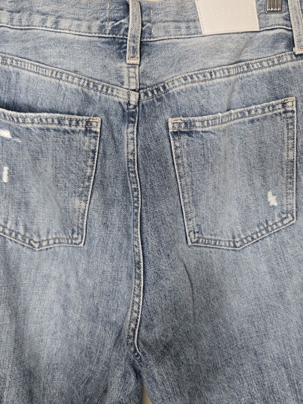 PISTOLA Cassie Super High Rise Straight Jeans Light Distressed Button Fly sz 29 - Picture 8 of 12